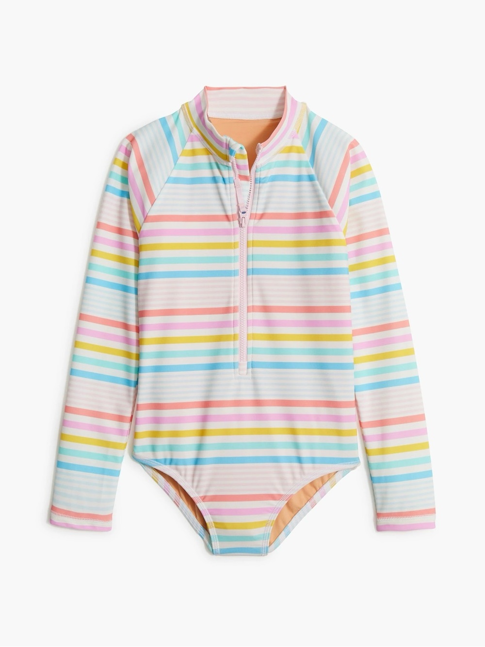 J.‎ Crew Girls' striped rash guard swimsuit 10 Rainbow Summer Vacation Beach